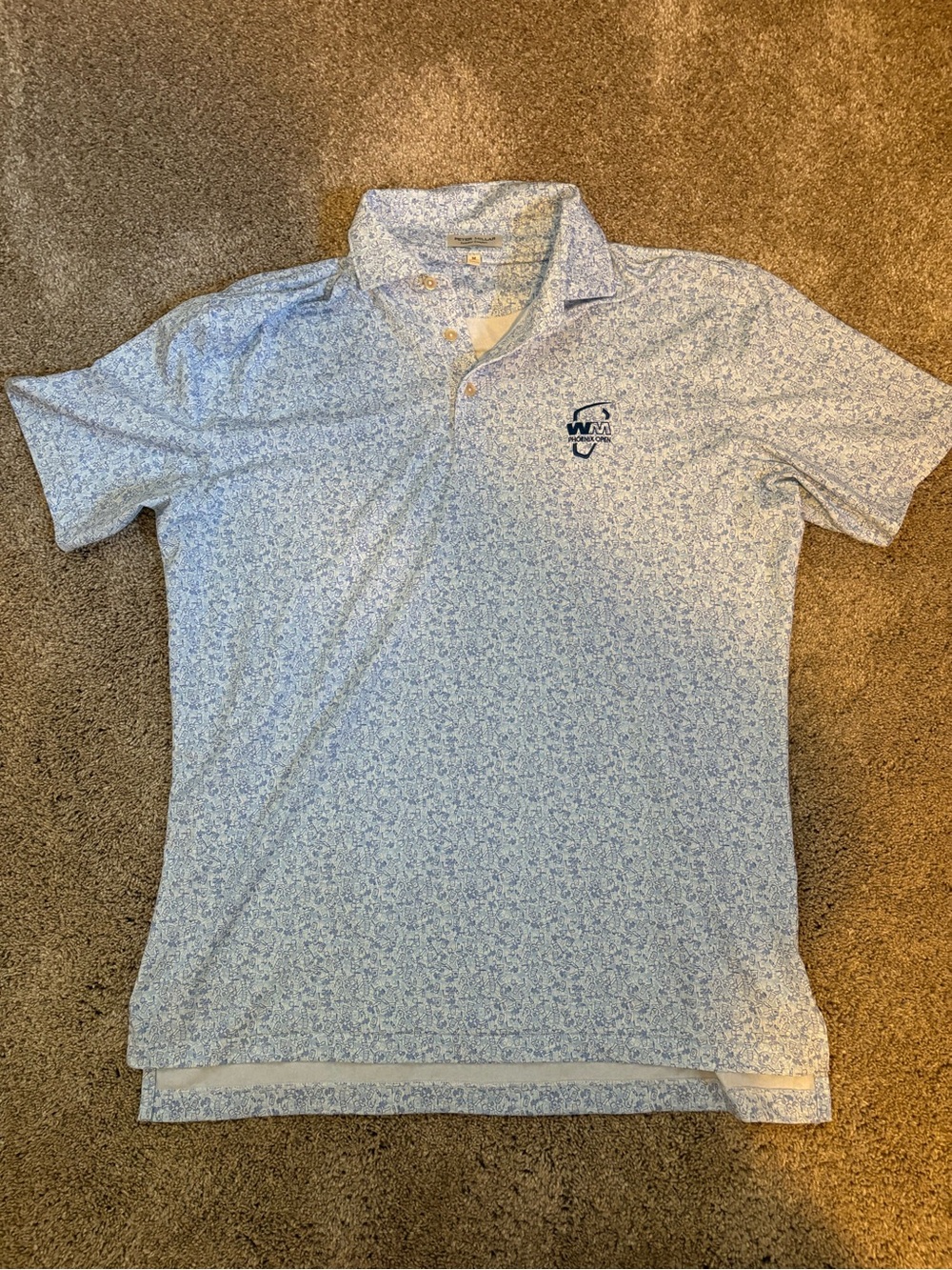 Light Blue Printed Golf Polo Shirt - Brand Unspecified